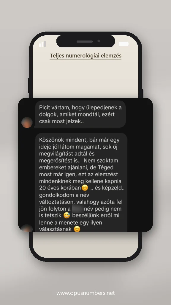 Ügyfélvélemény a numerológiai elemzésről (üzenet képernyőképe) – 33. / 38